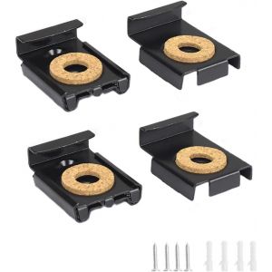 Lot de 4 supports de miroir noirs pour poteaux réglables en hauteur avec chevilles et vis robustes ¿ pour miroir de salle de bain et de chambre - Neuf