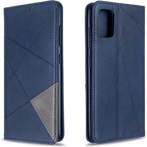 Mdy-Coque Pour Samsung Galaxy A51, Housse Portefeuille En Cuir Etui De Protection Avec Slim Tpu Silicone Bumper Antichoc Magnétique Flip Case, Porte Cartes Avec Fonction Support Cover (Bleu) - Neuf