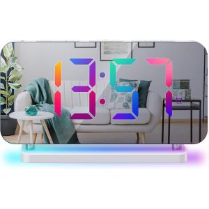 Lancoon Horloge Numérique avec Veilleuse Colorée 10 RGB Lumière d'ambiance 5 Niveaux Volume Variateur Automatique Double Ports de Sortie Horloge Chevet pour Les Gros Dormeurs Blanc - Neuf