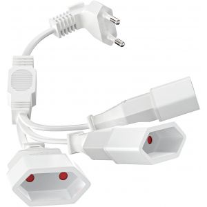 Rallonge plate 3 en 1 - Fiche europ&eacute;enne - Rallonge plate - C&acirc;ble d'alimentation plat 250 V - 50 cm - Pour TV, PC, &eacute;cran d'ordinateur - Neuf