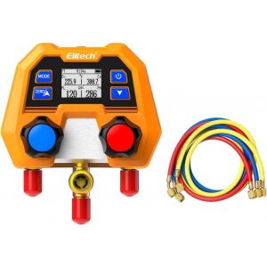 MEVRONISSHOP-Manometre Climatisation Digital DMG-2SE avec Tuyau, 88 R&eacute;frig&eacute;rants R32, Manom&egrave;tre Frigorifique Mesure Pression Temp&eacute;rature 600 PSI, IP54 pour Auto Syst&egrave;mes CVC - Neuf