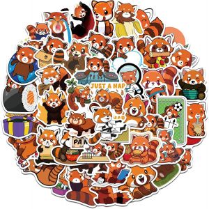Ershi-Lot De 50 Mignon Panda Rouge Autocollants En Vinyle Pour Bouteille D'eau, Ordinateur Portable, Téléphone, Bagages, Autocolla[2 - Neuf