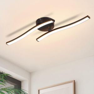 Subzonal-Led Plafonnier Cuisine: Plafonnier Chambre Moderne Noire 12w Plafonier Salon 3000k Design D'onde Lampe De Cuisine &Eacute;clairage De Plafond Blanc Chaud Int&eacute;rieur Pour Chambre Couloir Bureau - Neuf