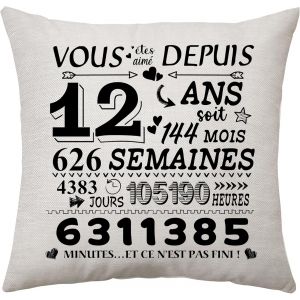 Eryi-12e Cadeaux D`Anniversaire Décorations D`Anniversaire Cadeaux Housse De Coussin Pour 12e Anniversaire Housse De Coussin De 12 Ans Cadeau Pour 12 Ans (12) - Neuf