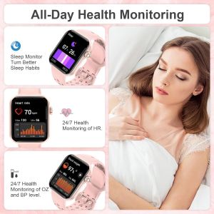 CHENG-Montre Connect&eacute;e (2 Straps) HD 1,83"" pour Homme et Femme avec Appel Bluetooth, Moniteur De Fr&eacute;quence Cardiaque et De Sommeil, &eacute;tanch&eacute;it&eacute; IP67, Tracker de Fitness iOS Android, Rose - Neuf