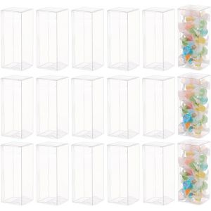 40pcs Boîtes À Dragées Transparentes En Pvc,Récipients Rectangulaires En Plastique Transparent De 4x4x10 Cm Pour Noël,Mariage,Fête,Cadeaux D'anniversaire - Neuf