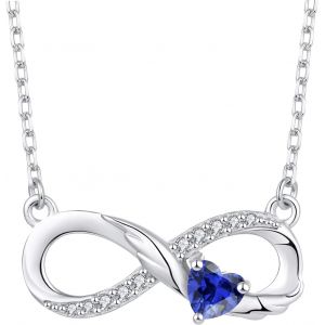 Collier Infini En Argent 925 Avec Ailes D'ange Et Pierre De Naissance Coeur Pour Femme - Neuf