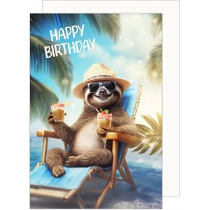 Premium Carte d'anniversaire de qualité supérieure avec enveloppe. Carte de v?ux Happy Birthday pour homme femme ami motif paresseux à l'étoile (G3561 SW024) - Neuf