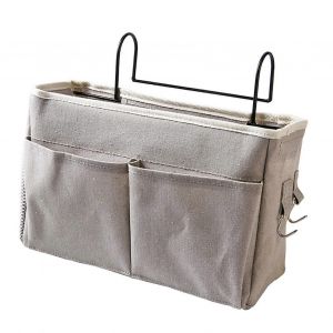 Rangement de chevet Poche Organisateur Sac Suspendu Pour Lits Superposés Dortoirs Coton Gris Lin - Neuf