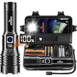XHM77.2 Ultra Powerful LED Flashlight, 1000000 Lumens USB Rechargeable Torch, IP67 Waterproof Torch, 5 Modes Flashlight for Camping Hiking Emergency - Neuf