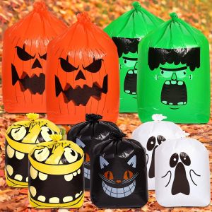 Trahoo-10pcs Sacs &Agrave; Feuilles D'halloween En Plastique, Sacs Poubelles D'halloween Chat Noir Momie Sacs En Plastique D'halloween Pour F&ecirc;te &Agrave; Th&egrave;me Jardin D&eacute;corations De Pelouse (5 Styles) - Neuf