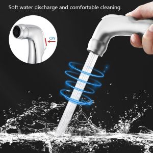 TZF-&reg;douchette wc,Complet avec pommeau de douche, tuyau de douche de 1,5 m&egrave;tre et support de pommeau de douche. douchette toilette wc,kit douchette wc,flexible wc,kit hygiene wc,argent - Neuf