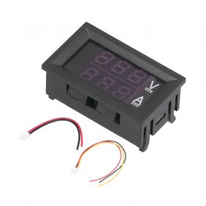 HJLIAN Voltmetre numerique a LED rouge et bleu, testeur de tension et de courant, panneau indicateur d'amperemetre (10 A) - Neuf