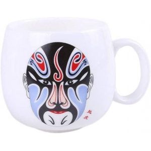 Eryi-- Mug Collection Opéra De Pékin - Masque Traditionnel Blanc & Bleu - En Céramique - Tasse Café, Thé, Infusion - Coloris Blanc - Cadeau Chine Asie - Symbole D'intelligence & Ruse - Neuf
