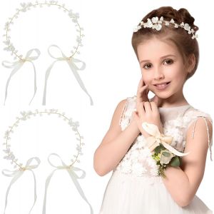 Kalvd-Lot De 2 Couronnes De Fleurs Pour Filles-Serre-T&ecirc;te De Princesse Pour Mariage,Anniversaire,F&ecirc;te - Neuf