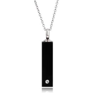 Pendentif Unisex Memorial Urne Pour Les Cendres Flacon Noir En Acier Inoxydable Avec Collier De Cha&icirc;ne R&eacute;glable De 46 &Agrave; 52 Cm - Neuf