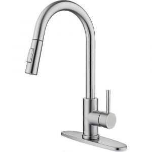 Robinet de cuisine sans contact en acier inoxydable nickel bross&eacute; avec douchette - Neuf