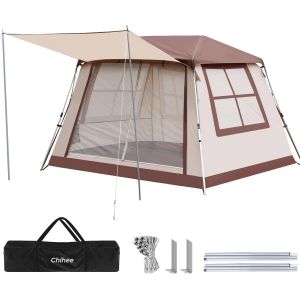 Letnerny-Tentes De Camping Tente Autoportante,Tente Cabine Familiale Avec Auvent 2 Portes 3 Fenêtres En Maille Installation Facile Et Instantanée, Armature Ultra Résistante Hauteur Jusqu'à 170 Cm - Neuf