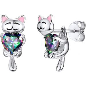 Boucles D'oreilles Femme Argent 925, Clou D'oreille Chat/Chien/Cochon/Koala/Croix, Piercing Oreille Cartilage Pour Femmes Filles - Neuf