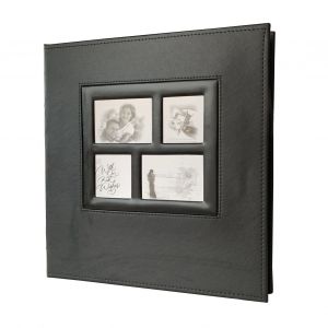 Album photo interstitiel 7,9 pouces pour 400 photos, en cuir PU, pour famille, couple, bebe, 34,5 x 36,5 x 5,5 cm, grain uni, noir - Neuf