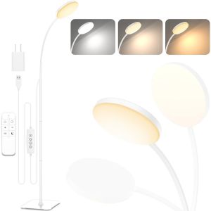Lampadaire Avec Télécommande [3 Couleurs & 10 Luminosités] Lampes De Lecture Led Fines Sur Pied,Lampadaire Flexible Réglable Par Variateur Pour Chambre D'enfant,Bureau,Salon.[J1] - Neuf