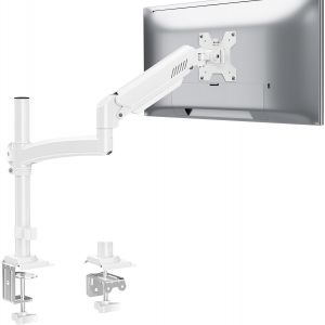 JUEN-Ev6033W Support De Moniteur Pour Écrans De 13 À 32"",Bras À Ressort À Gaz Pour Moniteur De 2 À 10 Kg Avec Vesa 75/100 Mm,Bras Réglable En Hauteur,Avec Bras Unique,Inclinable,Pivotant,Blanc - Neuf