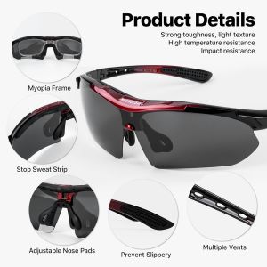 Tianyi-Lunettes Homme De Cyclisme Lunettes Anti-Uv400 Tactiques Militaires 5 En 1 Lunette Peche Pour Vtt Airsoft Course À Pied, Conduite, Sports De Plein Air - Neuf
