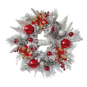 Couronne De No&euml;l Pour Porte Avant No&euml;l Renne Couronne De No&euml;l Poinsettia Fleur Des D&eacute;corations De No&euml;l - Neuf