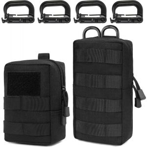 Eryi-Molle Lot De 2 Sacs Banane Tactique Edc Utility Avec 4 Crochets Pour Sac À Dos Pour Extérieur, Randonnée, Chasse, Camping, Entraînement, B - Noir - 2 Pièces, L+S, Ensemble Cartable - Neuf