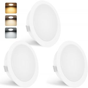 ERYI-Set De 3 Spot Led Encastrable 230V 3W 3000K Blanc Chaud 4000K Blanc Neutre 6000K Blanc Froid, 15Mm Extra Plat Spots De Plafond 300Lm Trou 55-58Mm, Ip44 Spot Salle De Bain, Blanc - Neuf