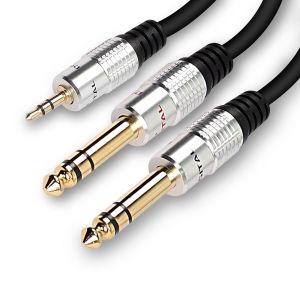 3.5mm Stereo to Dual 6.35mm Y Cable-1/4"" Male to Dual TRS Male Audio Splitter 0.5m - Neuf