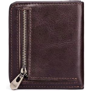 KGABERY-Women'S Wallet,Leather Short Wallet,Money Bag Women Rfid Blocking Wallet,Small Zipped Wallet,For 16 Cards,Banknotes And Coins,Brown,Modern - Neuf