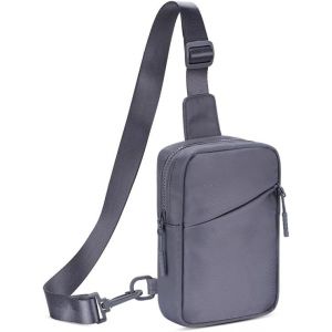 KALANKA-Sacoche Homme Femme Bandouliere des Sports étanche Sport Sling Sac de Poitrine Randonnée Petit Téléphone Portable Crossbody Nylon pour iPhone 16 Pro Max 15 14 Samsung Xiaomi BIS zu 7.5" Gris - Neuf