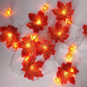 KAL-Guirlande Lumineuse D'Automne, 3M 20 Led, Fonctionnement À Piles, Guirlandes Lumineuses D'Automne Pour Décorations D'Automne, Thanksgiving Et De Noël, Décoration De Fête D'Halloween - Neuf