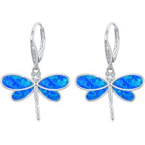 Chenquansarl-Boucles D'oreilles Libellule Opale En Argent Sterling 925 Avec Pendentif En Forme De Libellule Mignonne - Cadeau De Noël Pour Femmes, Filles, Enfants - Neuf