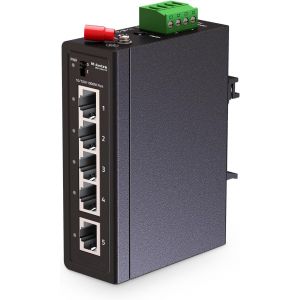 SUBZONAL-MokerLink Commutateur Gigabit industriel à 5 ports, 4 ports 100/1000 Mbps, liaison montante 1 Gigabit, taille mini, rail DIN en métal et commutateur Ethernet mural - Neuf