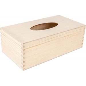 KALANKA-Boîte à Mouchoirs en Bois Rectangulaire | 25,5 x 13,5 x 9 cm | Bois Naturel et Contreplaqué | Boite a Mouchoirs Boite Rangement Tissu et Lingette | Bureau, Cuisine, Salle de Bain - Neuf