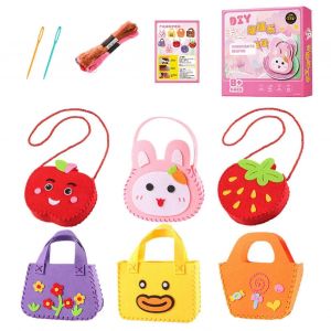 Ensemble de sacs faits main pour enfants, artisanat de couture, jouets d'apprentissage de la couture, kit en tissu non tiss&eacute; avec motifs - Neuf