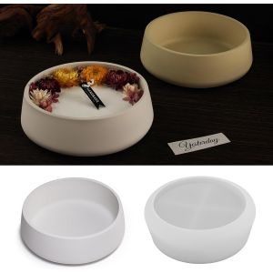 Moule &Agrave; Plateau En Silicone Bougeoir, Moule Silicone Resine Epoxy, Grand Plateau En Silicone Rond Moule, Moules R&eacute;sine Bols Pour Planche &Agrave; Fruits,Dish D&eacute;corations Pour La Maison, Plat &Agrave; Dessert - Neuf