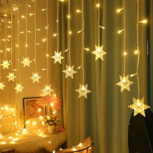 (Blanc chaud) Bande lumineuse LED flocon de neige et glace Décoration de Noël Lumière Snowfl - Neuf