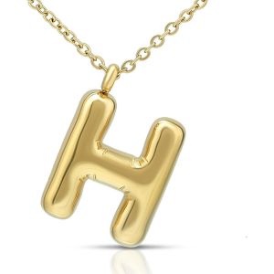 Trahoo-Collier Plaqué Or 18 Carats Avec Pendentif En Forme De Lettre De Bulle Pour Femme - Personnalisé - Collier Pour Homme - Neuf