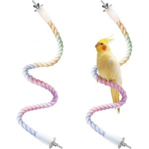Chenquansarl-Lot De 2 Perchoirs En Corde À O Aux De 99,8 Cm Pour Cage, Corde Pliable Pour Perroquet, Balançoire, Corde Élastique, Jouet D'escalade Pour Calopsitte, Perruche, Inséparable (Couleur - Neuf