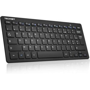 Clavier Sans Fil Mini 2.4G, Ultra-Mince Azerty Clavier Batterie Longue Dur&eacute;e Avec 12 Raccourcis Multim&eacute;dias, Pour Windows 11 10, Pc, Ordinateur Bureau/Portable - Neuf