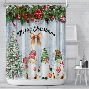 Rideau de douche de Noël, motif damier rouge et noir, décoration de salle de bain, motif voiture, neige, festival, pin, diamant, 180 x 180 cm (style 1) - Neuf