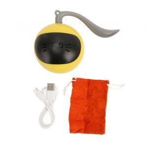 Jouet Automatique Pour Chat, Balle Roulante Interactive, Rechargeable Par Usb, Avec Led Coloree Jaune - Neuf