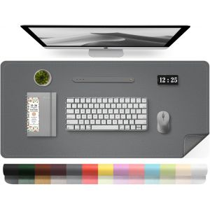 NSIECD-Tapis de Bureau en Cuir, Tapis D'ordinateur Imperméable, Tapis de Bureau Facile à Nettoyer, Tapis de Souris et de Clavier pour le Bureau, Tapis de Bureau Grand Tapis D'écriture (Gris Foncé, 80 - Neuf