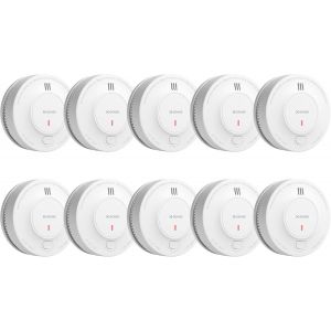 D&eacute;tecteur de Fum&eacute;e Am&eacute;lior&eacute; Batterie de 10 Ans, Alarme Incendie avec Capteur Photo&eacute;lectrique, Alarme Incendie Conforme &agrave; la Norme EN14604, SD2J0AX, Lot de 10 - Neuf