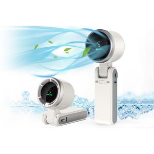 Mini ventilateur turbo portable avec 5 vitesses et batterie rechargeable - Blanc - Neuf