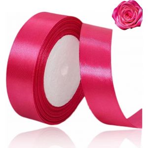 Ruban De Satin Pour D&eacute;corations De F&ecirc;te De No&euml;l, Emballage Cadeau, Artisanat, F&ecirc;te De Mariage, No&euml;l, Noeuds Pour Cheveux, Bouquets Floraux, Anniversaires De Mariage, F&ecirc;te Pr&eacute;natale, Rose Vif 20 Mm - Neuf
