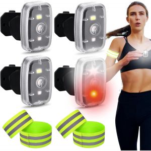 Acdsgd-Lumi&egrave;res De Course &Agrave; Clip,4 Pi&egrave;ces Lumi&egrave;re De S&eacute;curit&eacute; R&eacute;fl&eacute;chissante Avec 4 Pi&egrave;ces R&eacute;fl&eacute;chissante Brassard, Lampe Frontale Led, Jogging Lampe &Agrave; Clip Pour Courir Grimper Camping P&ecirc;che - Neuf